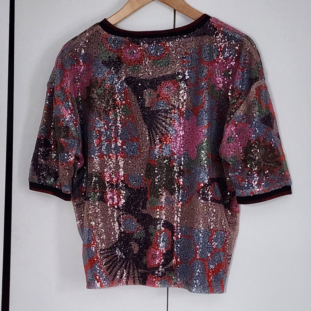 Nanette Lepore Multicolor Sequin Short Sleeve Top - Picture 2 of 4